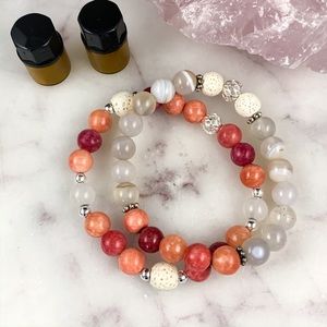 Clear Quartz Essential Oil Diffuser Bracelet Set